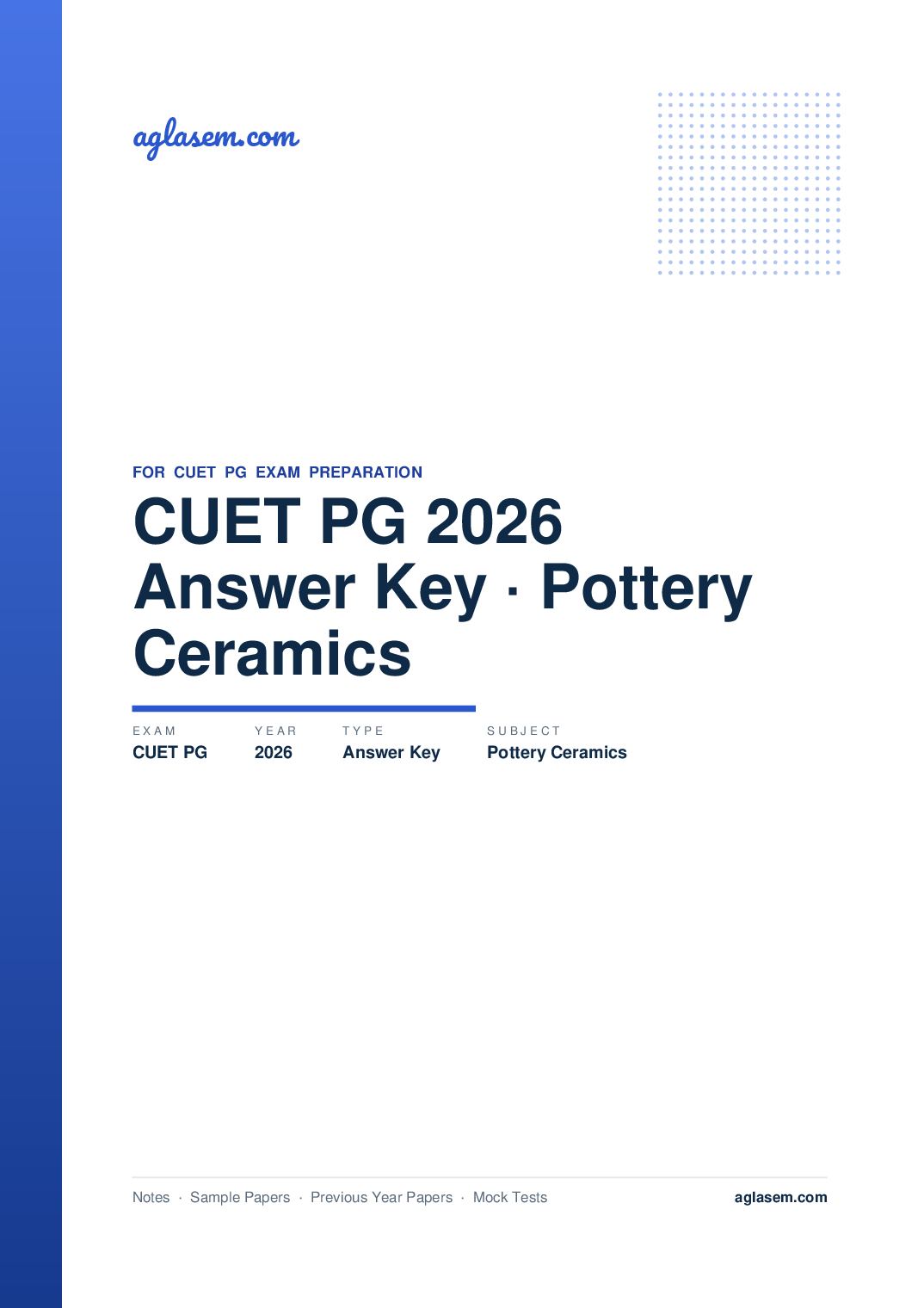 CUET PG 2026 Answer Key Pottery and Ceramics - Page 1 of 2