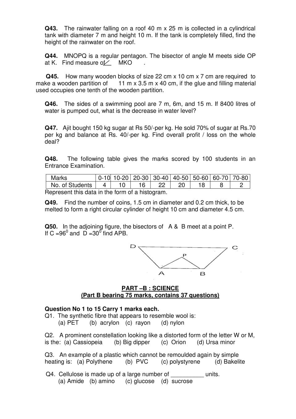 AISSEE 2016 Class 9 Question Paper – Download PDF