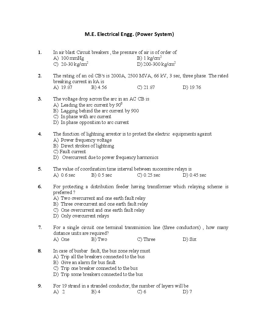 PU CET PG 2018 Question Paper M.E. Electrical Engg. _Power System_ - Page 1