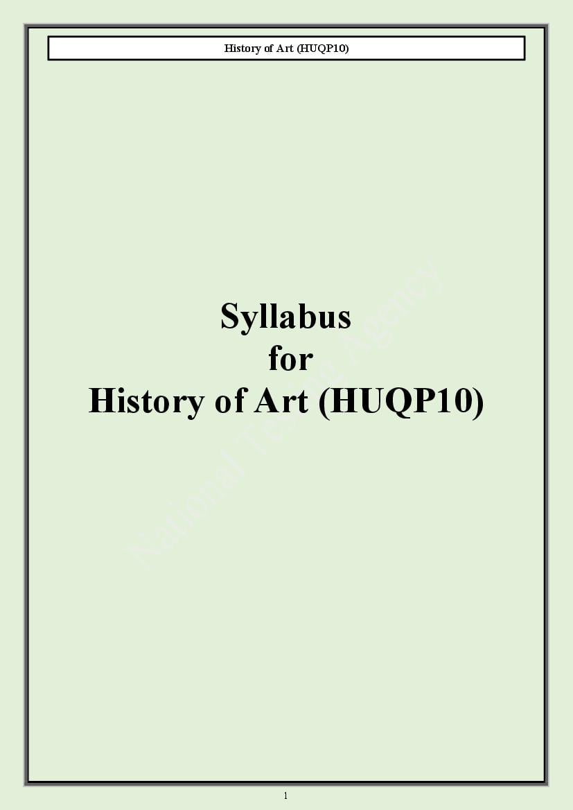CUET PG 2024 Syllabus History of Art - Page 1
