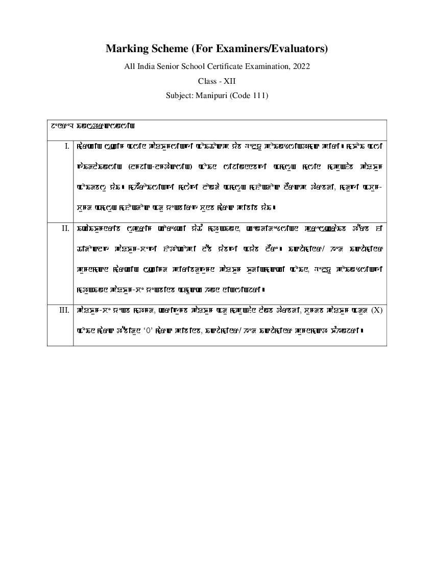 CBSE Class 12 Question Paper 2022 Solution Manipuri - Page 1