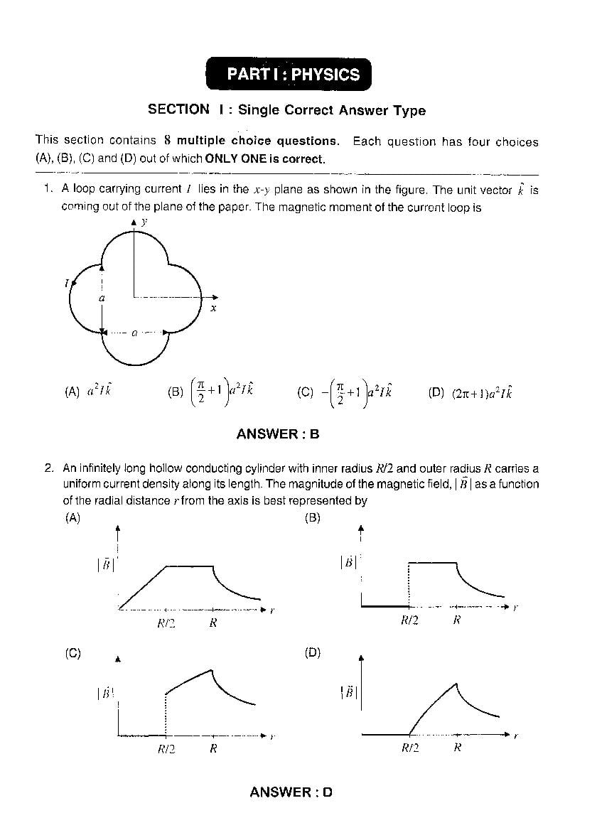 JEE Advanced 2012 Question Paper 2 - Page 1