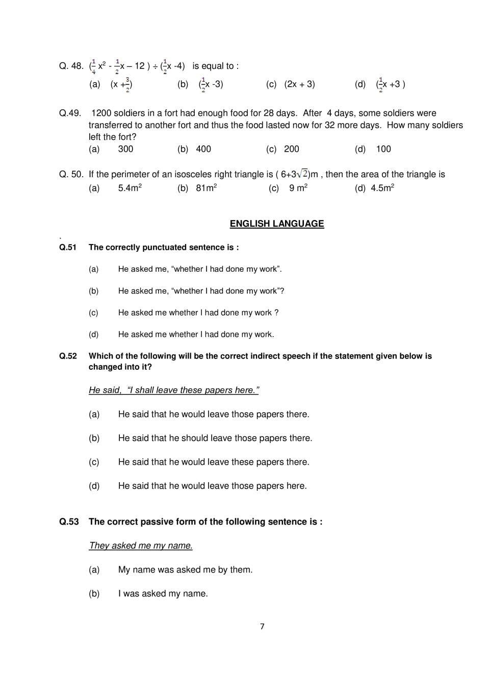 AISSEE 2018 Class 9 Question Paper – Download PDF