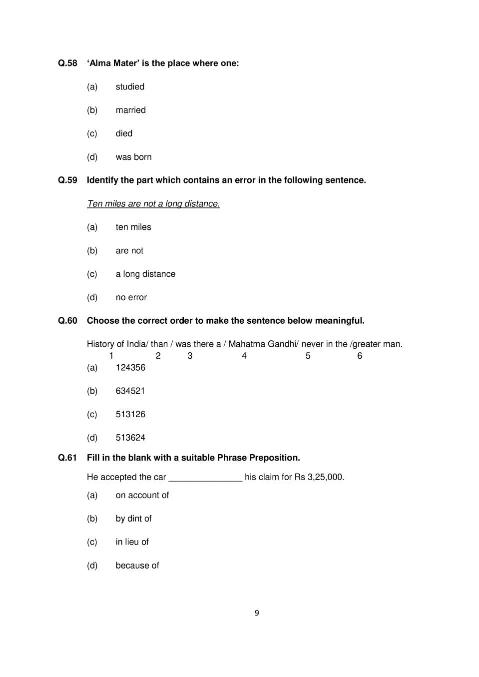 AISSEE 2018 Class 9 Question Paper – Download PDF