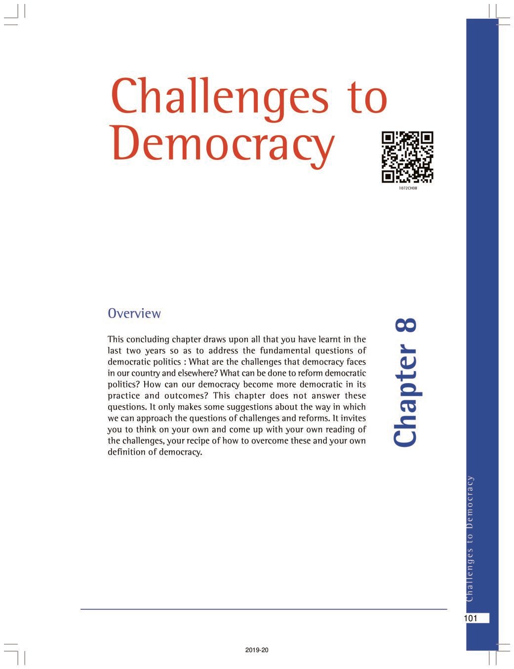 NCERT Book Class 10 Social Science (Civics) Chapter 8 Challenges to Democracy - Page 1