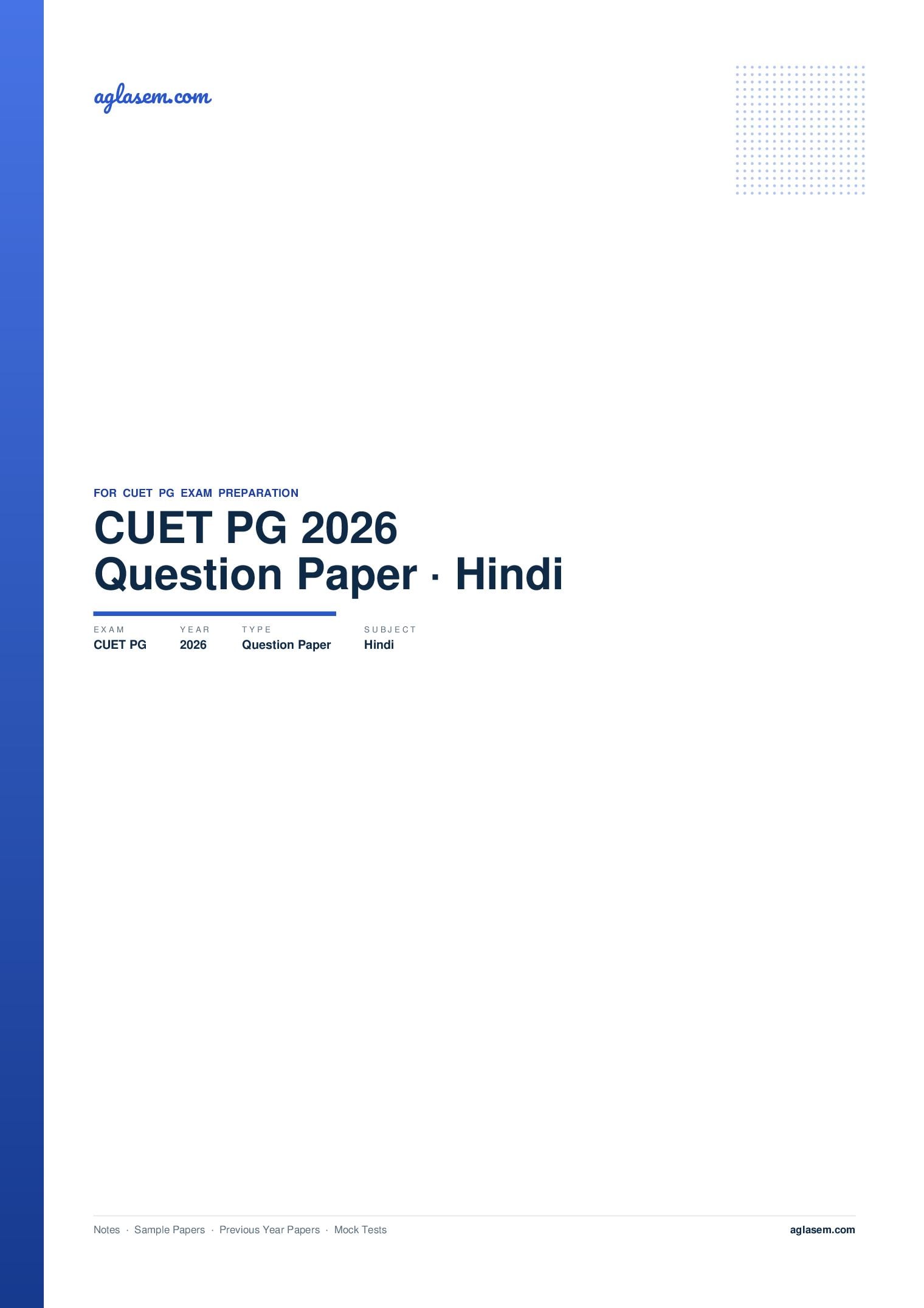 CUET PG 2026 Question Paper Hindi - Page 1 of 31
