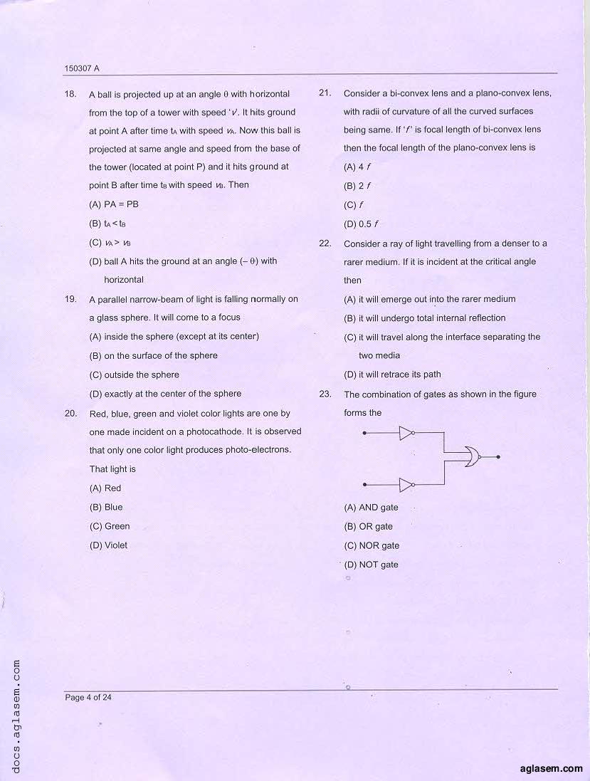 JKCET 2015 Question Paper PDF (Paper A PC, Paper C Maths)