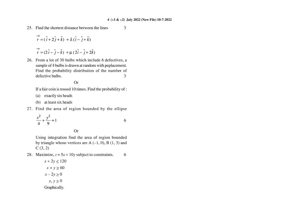 HP Board Class 12 Maths Model Paper 2023 PDF HPBOSE 12th Sample 