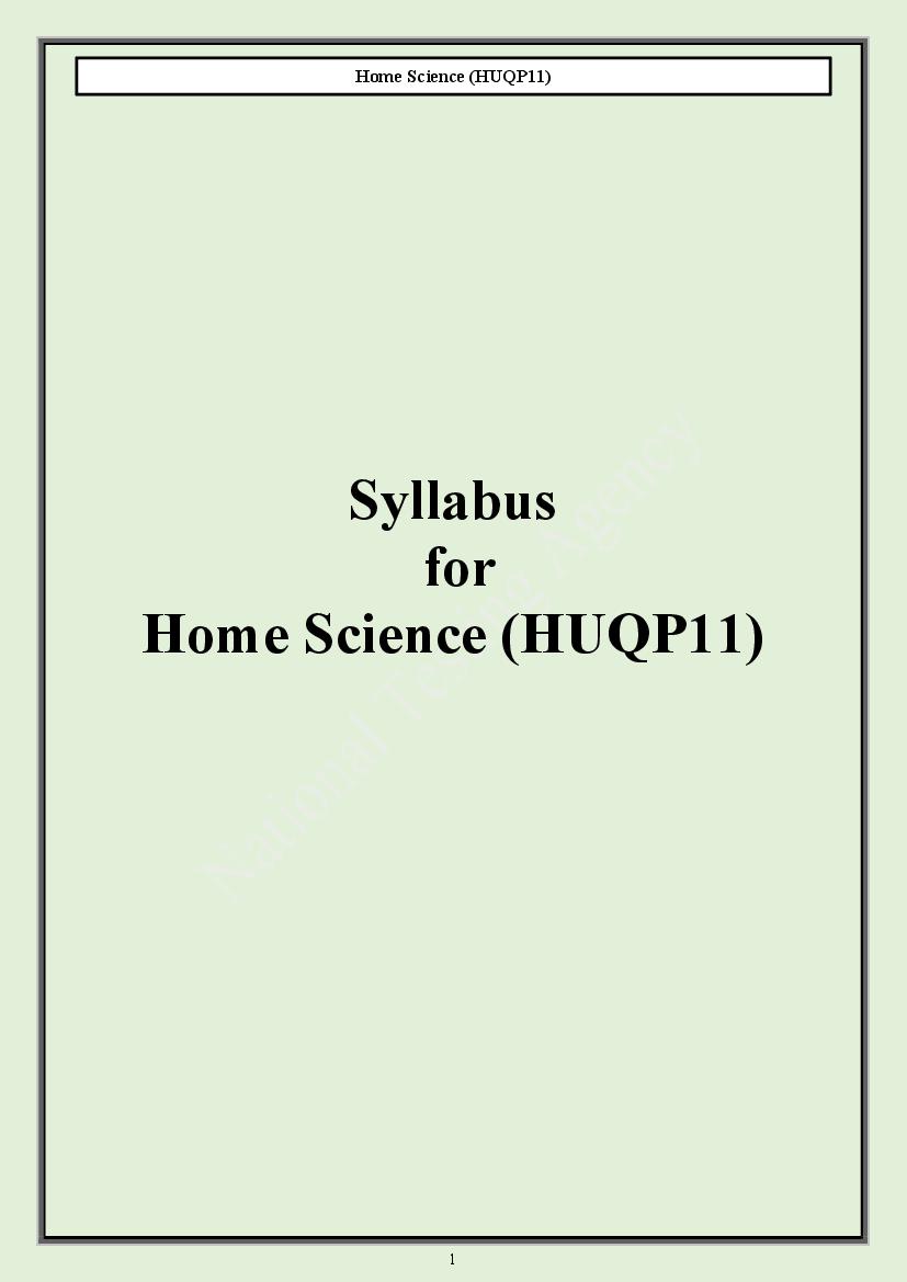 CUET PG 2024 Syllabus Home Science - Page 1