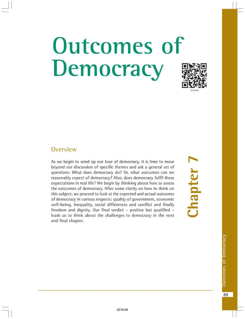 NCERT Book Class 10 Social Science (Civics) Chapter 7 Outcomes of Democracy - Page 1