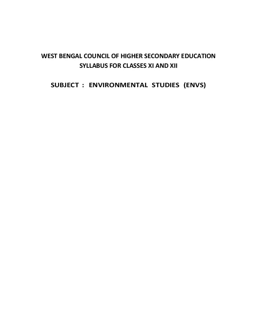 WBCHSE Class 11 Environmental Studies Syllabus 2024 (PDF) - West Bengal ...