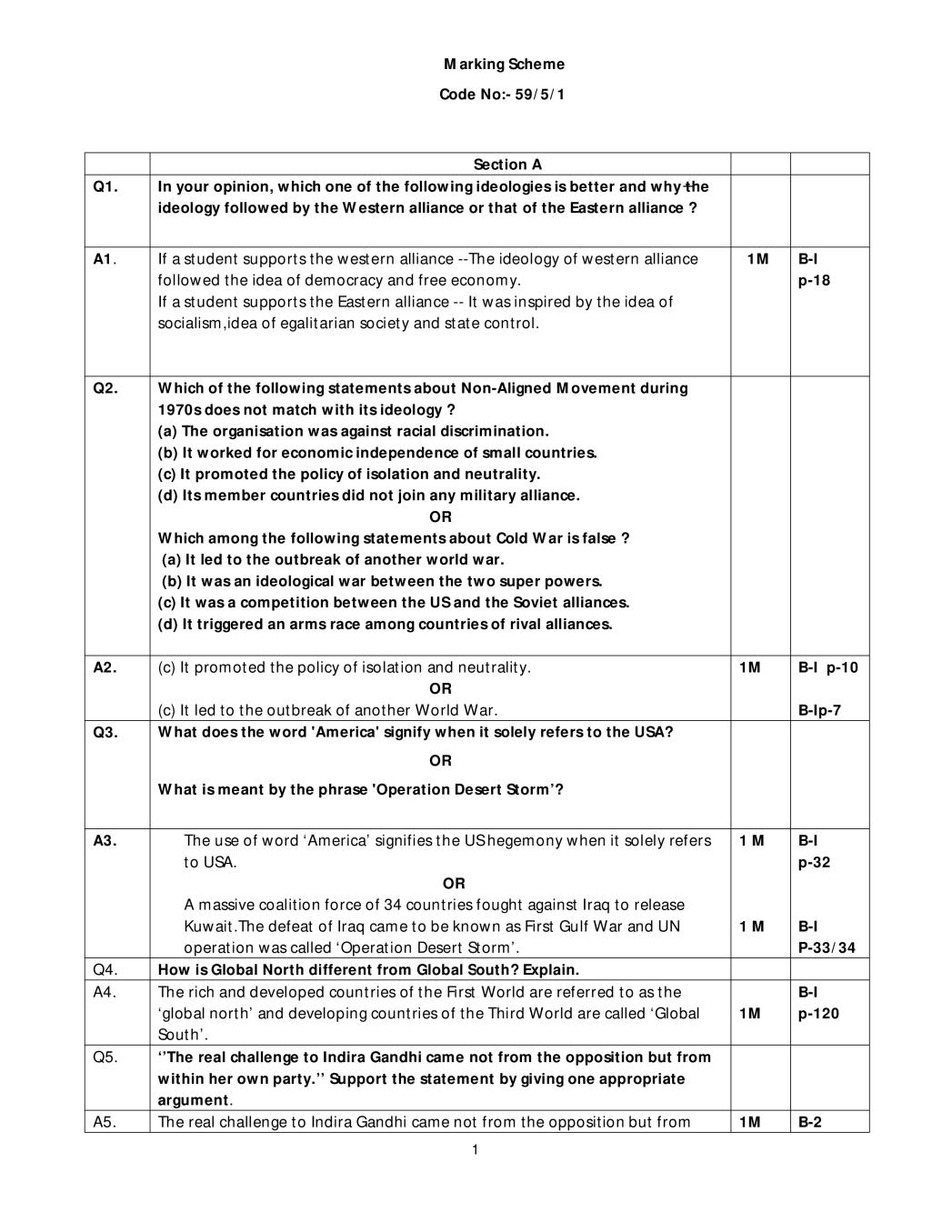 CBSE Class 12 Political Science Question Paper 2019 Set 5 Solutions - Page 1