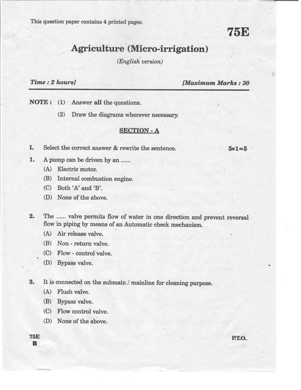 AP 10th Class Question Paper 2019 Agriculture (English Medium) - Page 1