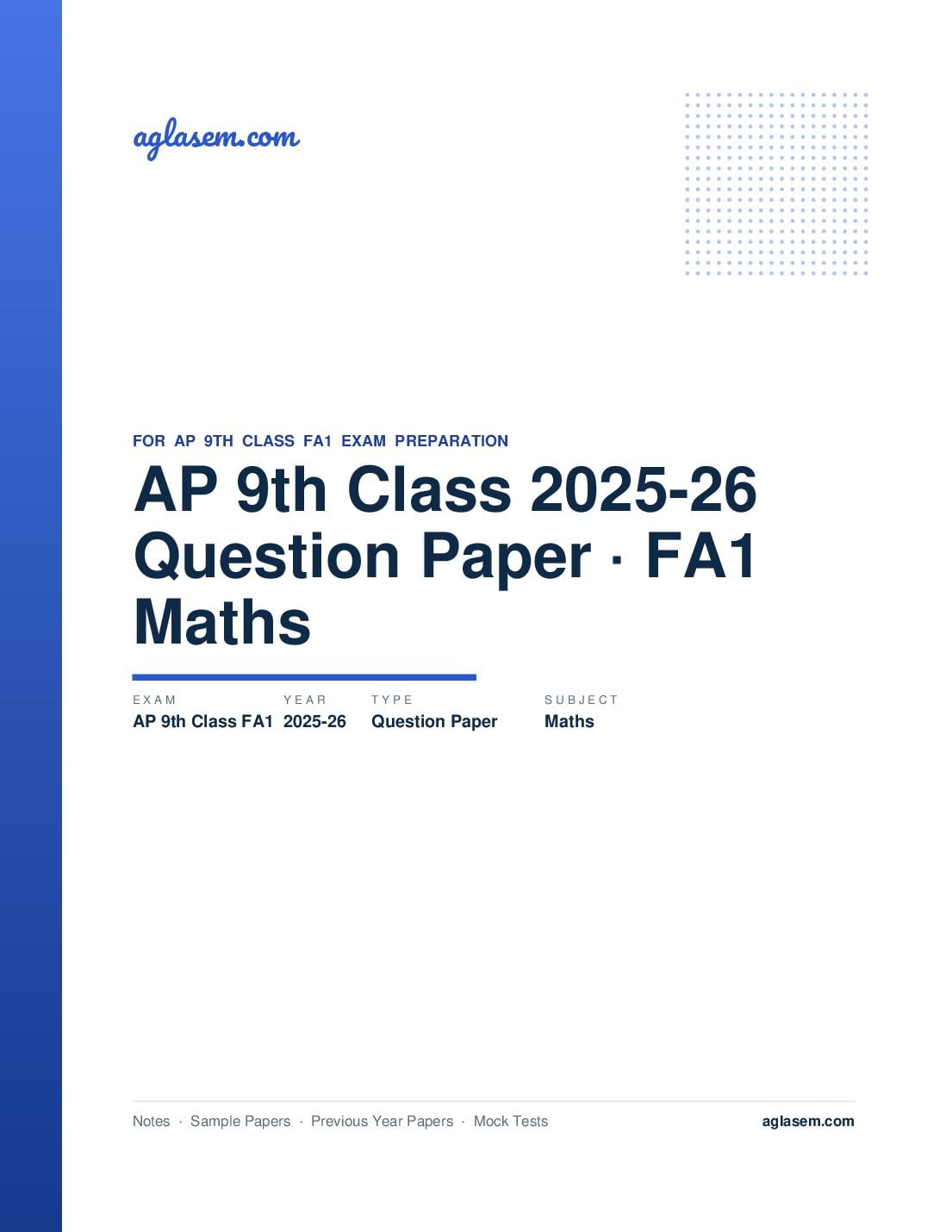 AP 9th Class Question Paper 2025-26 FA1 Maths - Page 1 of 6