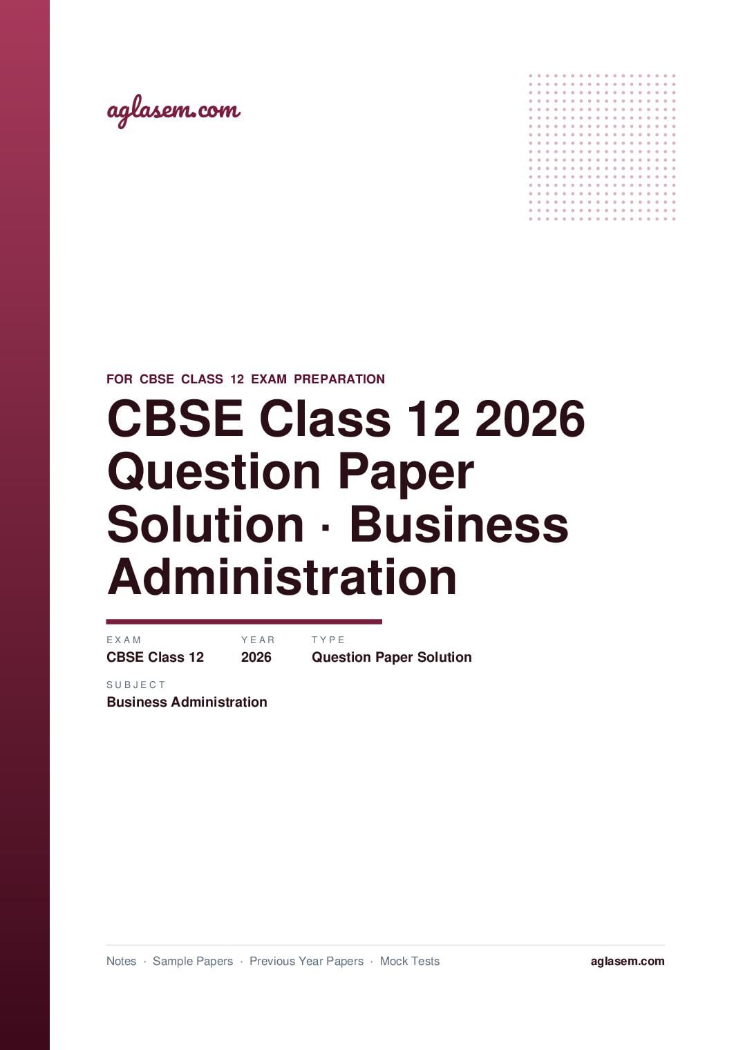 CBSE Class 12 Question Paper 2026 Solution Business Administration - Page 1 of 11