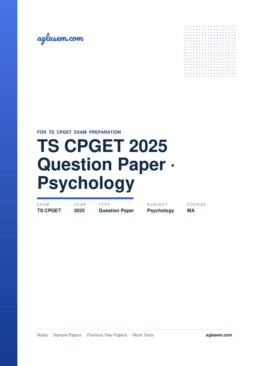 TS CPGET 2025 Question Paper MA Psychology - Page 1 of 41
