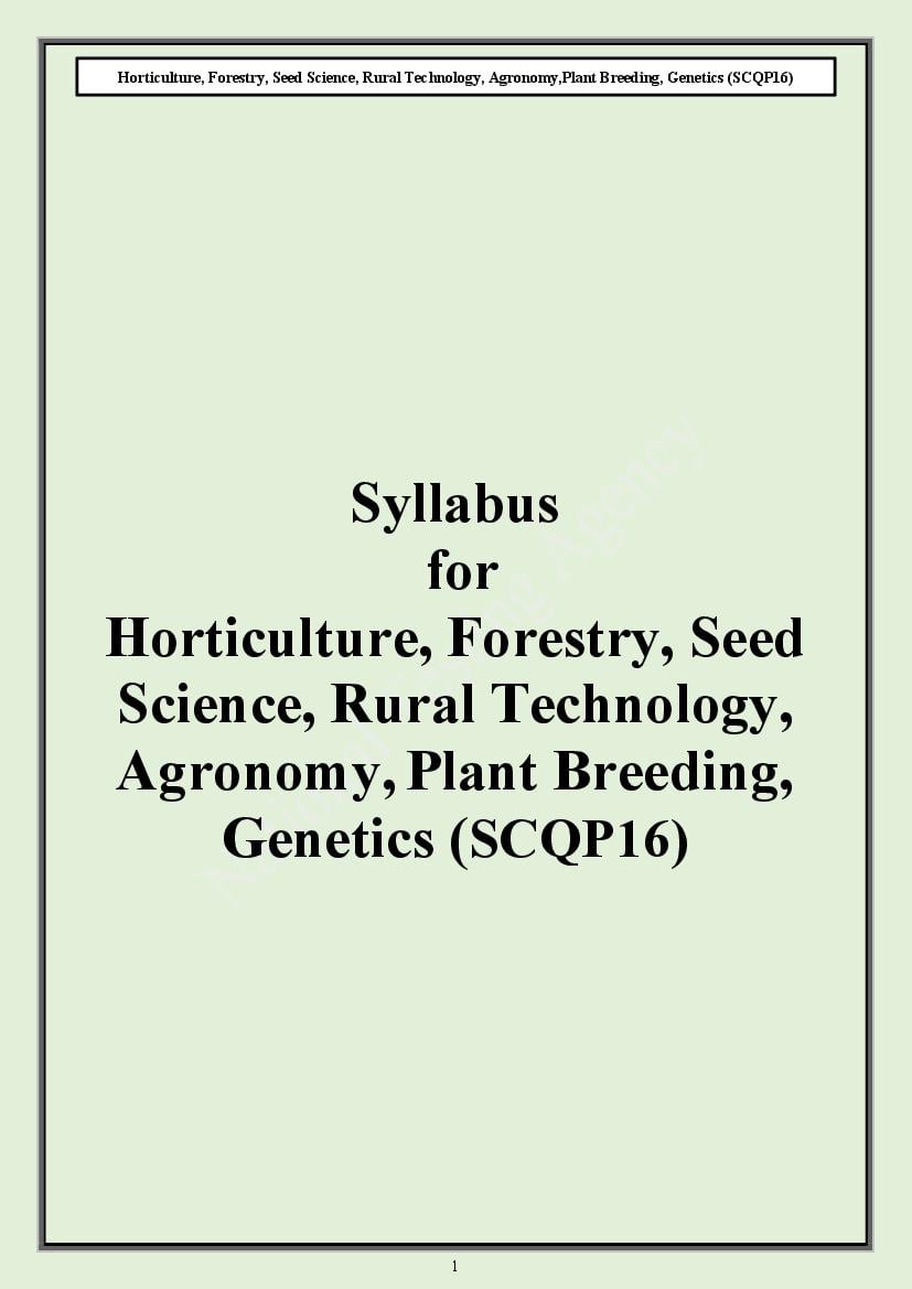 CUET PG 2024 Syllabus Horticulture - Page 1