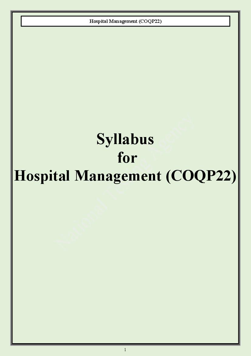 CUET PG 2024 Syllabus Hospital Management - Page 1