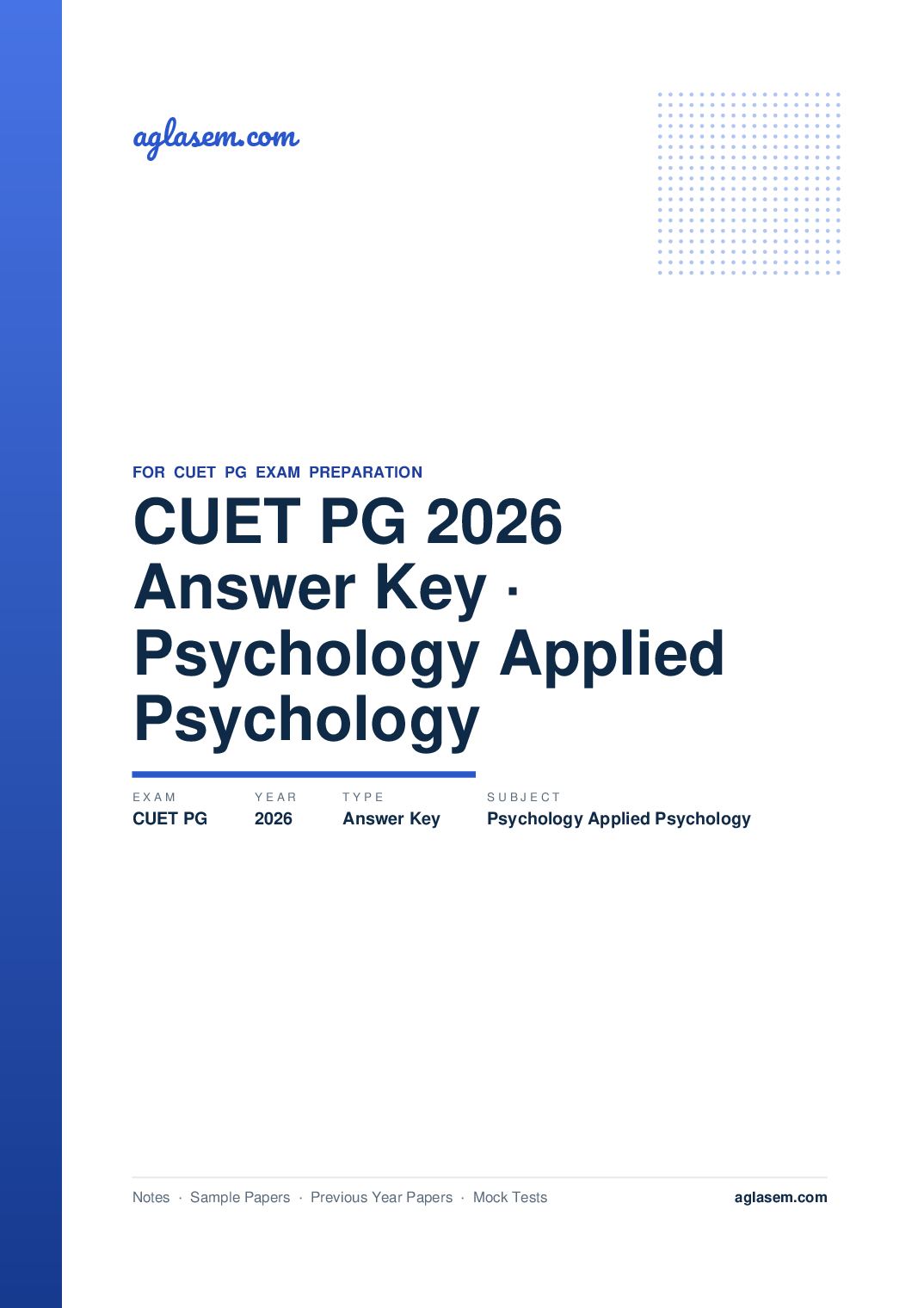 CUET PG 2026 Answer Key Psychology and Applied Psychology - Page 1 of 4