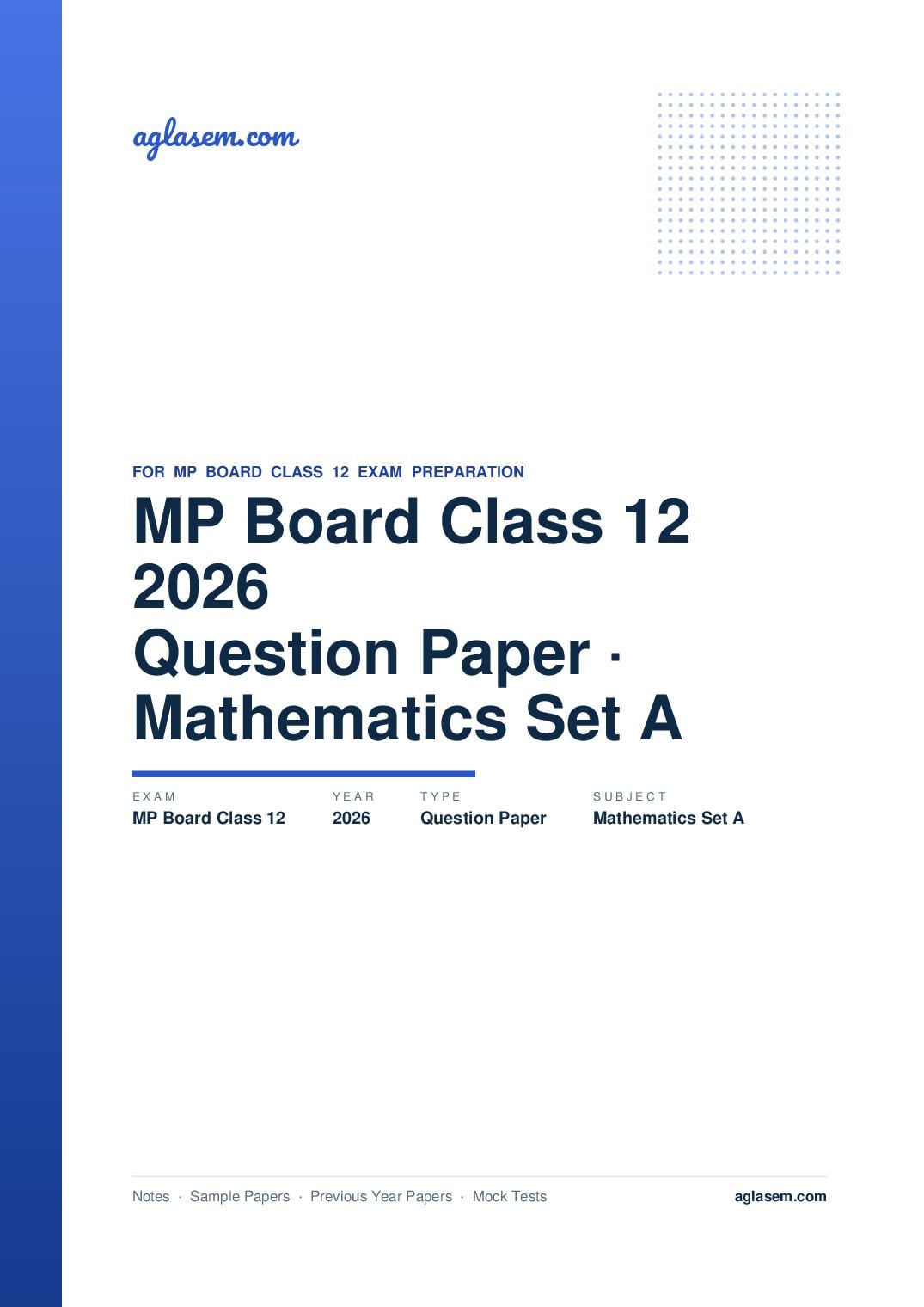 MP Board Class 12 Question Paper 2026 Mathematics - Page 1 of 16