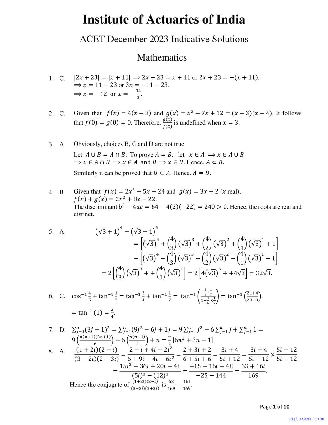 ACET Dec 2023 Solution - Page 1 of 10
