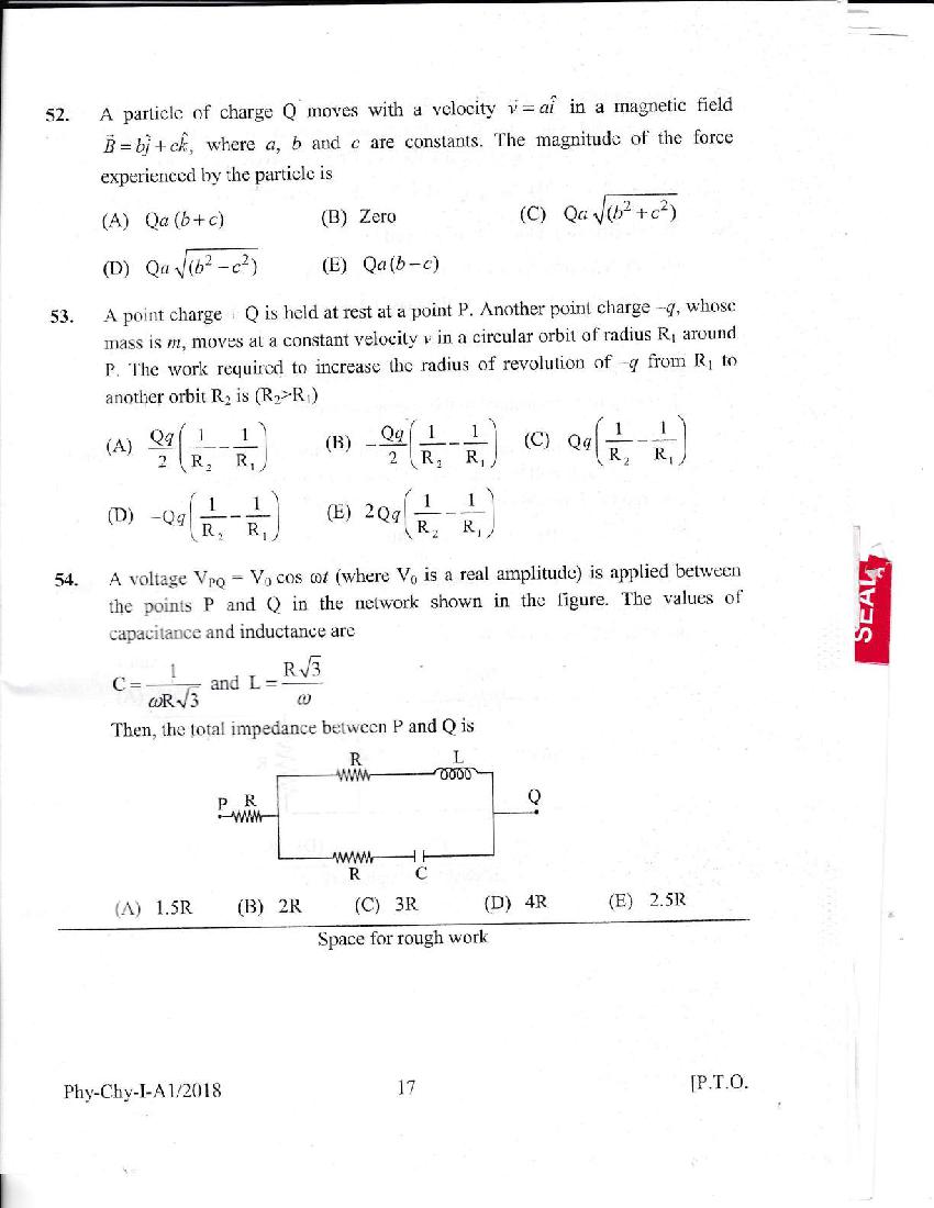 KEAM 2018 Question Paper PDF with Answer Keys (Paper 1 and 2)