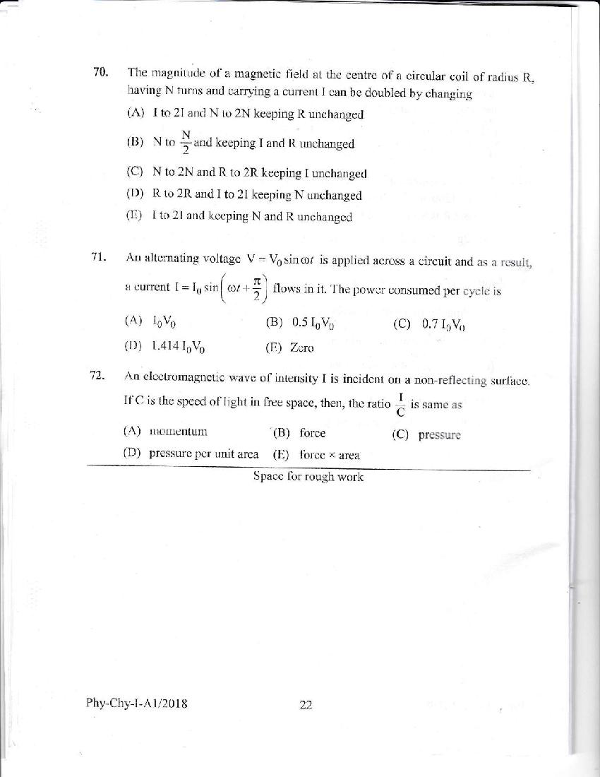 KEAM 2018 Question Paper PDF with Answer Keys (Paper 1 and 2)