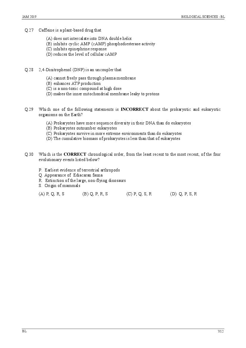 IIT JAM 2019 Question Papers PDF with Answer Keys (7 Papers)