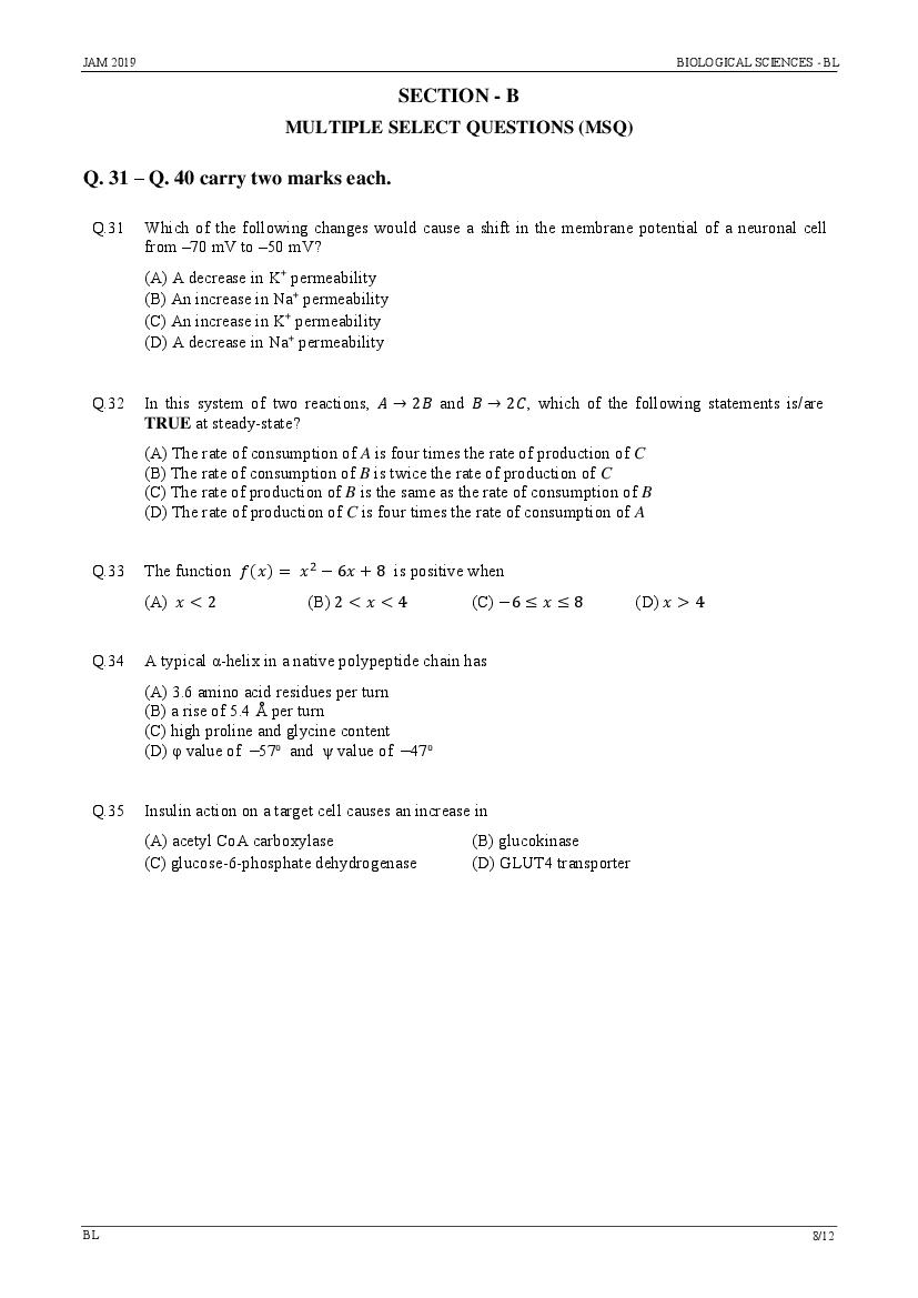 IIT JAM 2019 Question Papers PDF with Answer Keys (7 Papers)