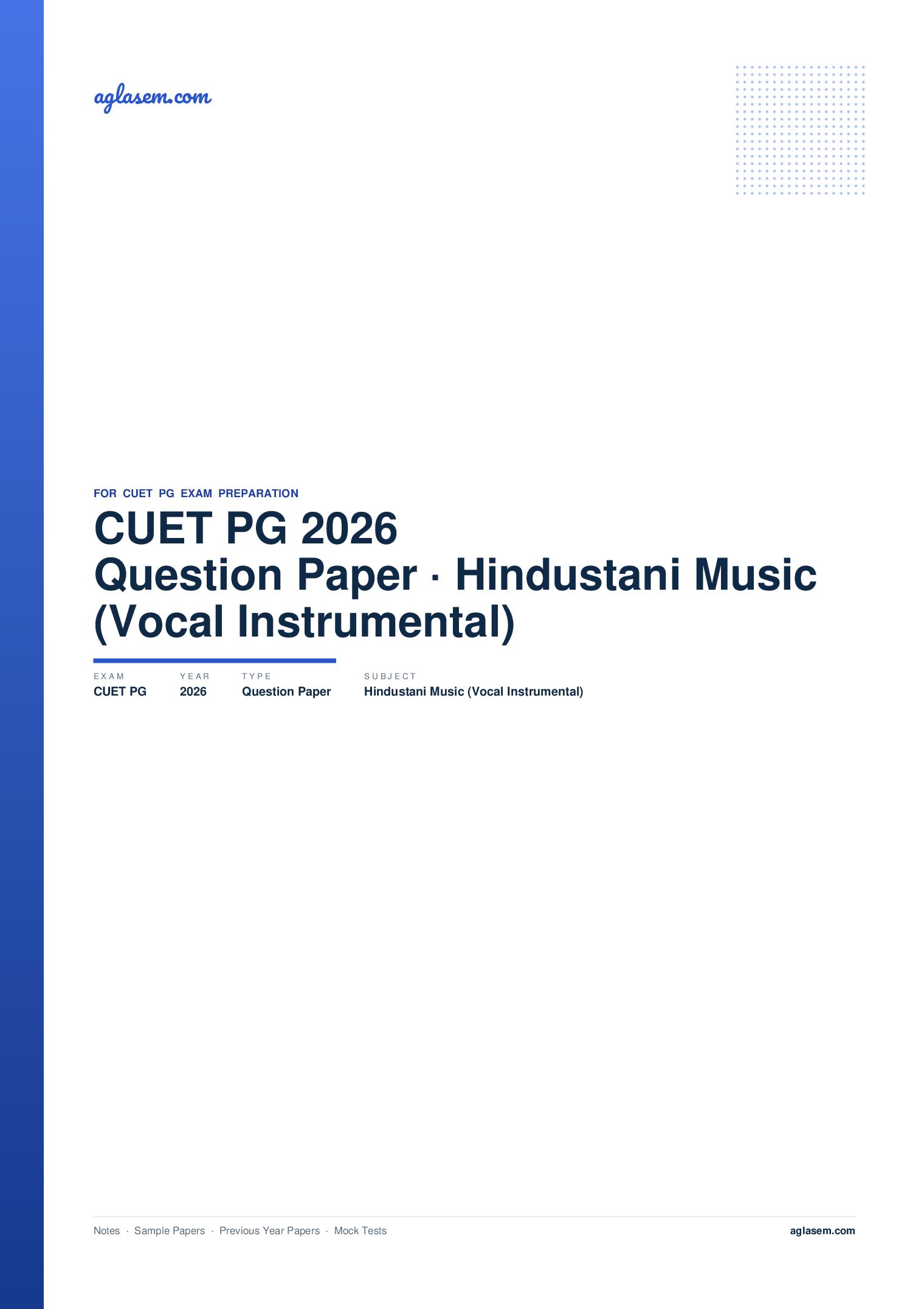 CUET PG 2026 Question Paper Hindustani Music (Vocal-Instrumental) - Page 1 of 56