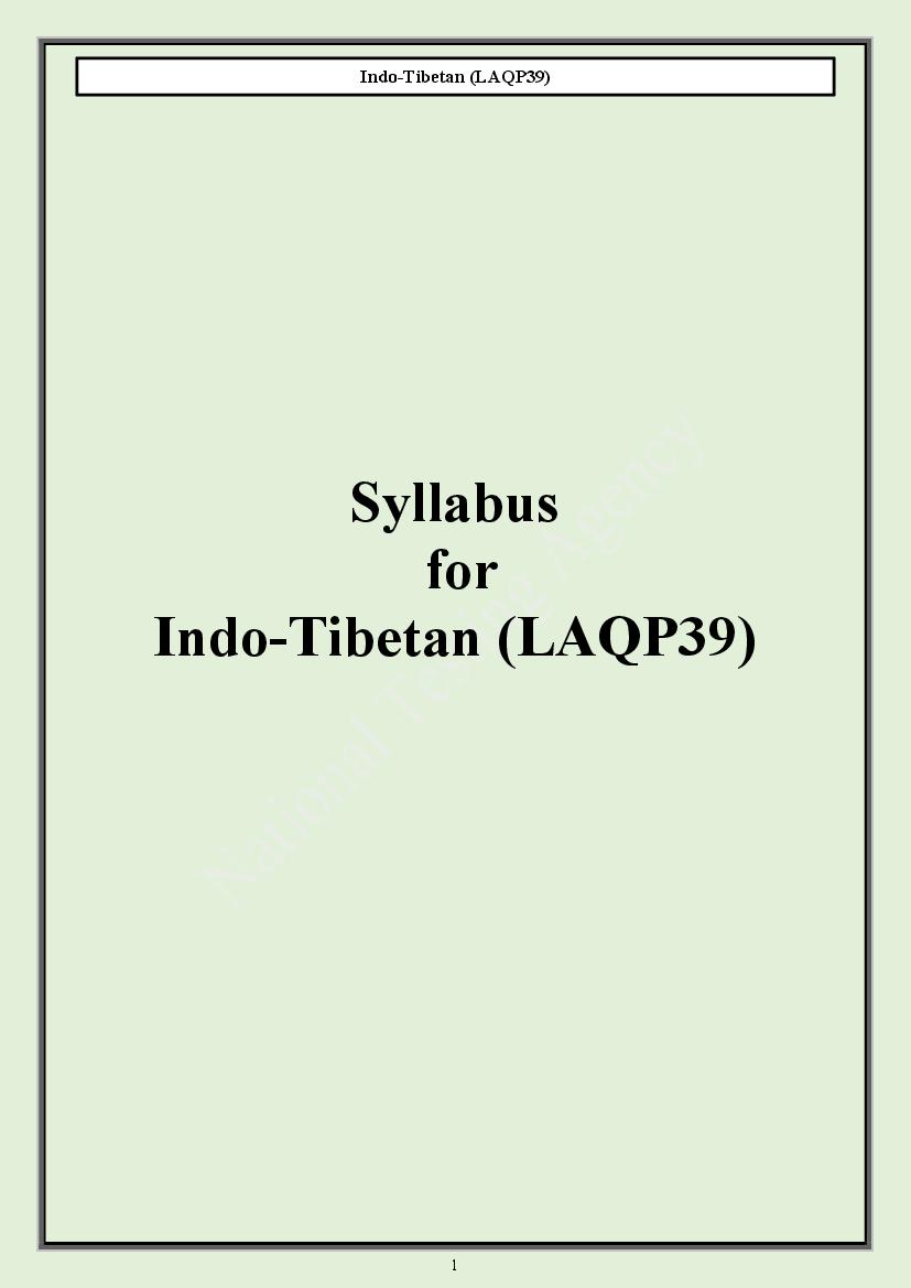CUET PG 2024 Syllabus Indo Tibetan - Page 1