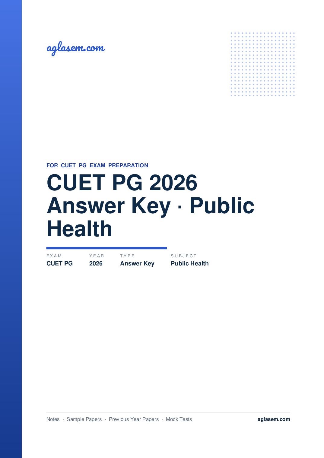 CUET PG 2026 Answer Key Public Health - Page 1 of 3