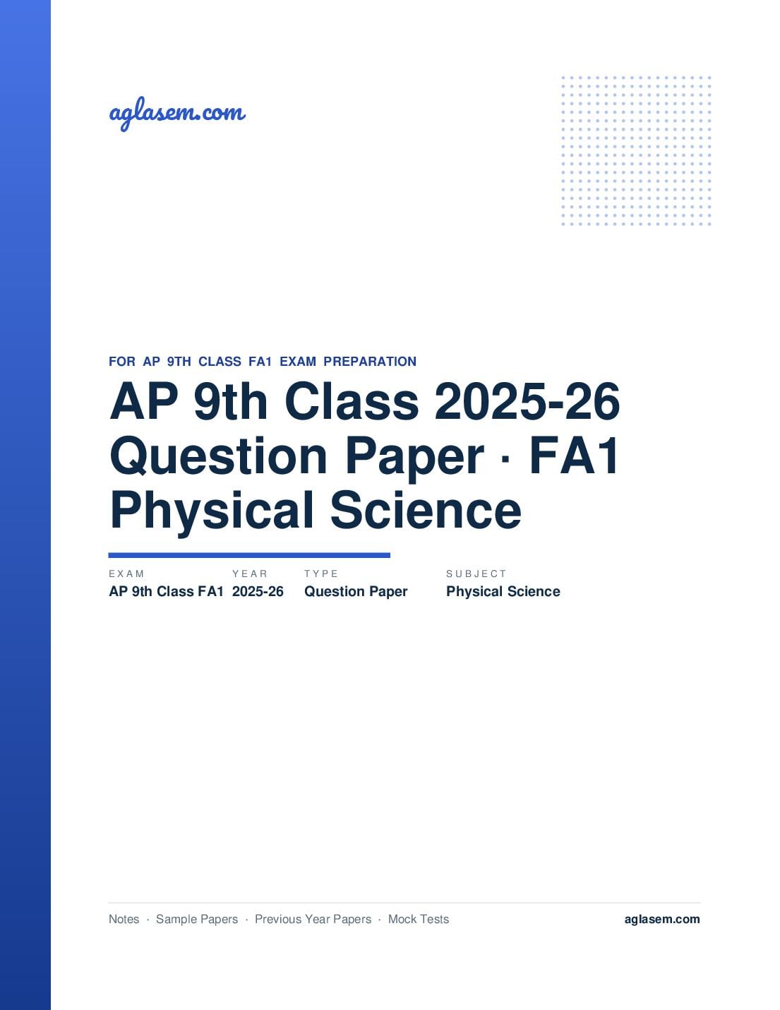 AP 9th Class Question Paper 2025-26 FA1 Physical Science - Page 1 of 9