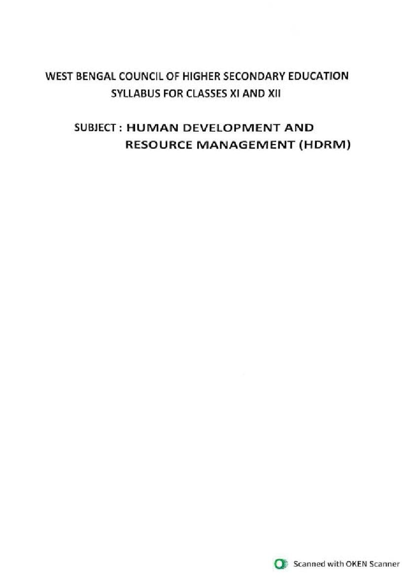 WBCHSE Class 11 Syllabus 2024 Human Development and Resource Management - Page 1