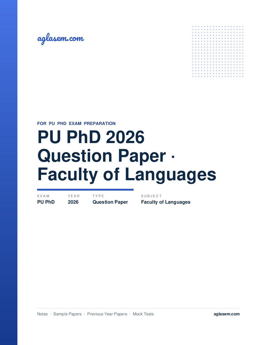 PU PhD 2026 Question Paper Faculty of Languages - Page 1 of 23