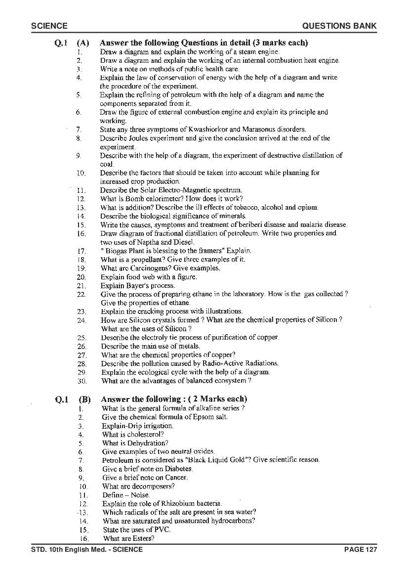 GSEB SSC Question Bank for Science - Page 1