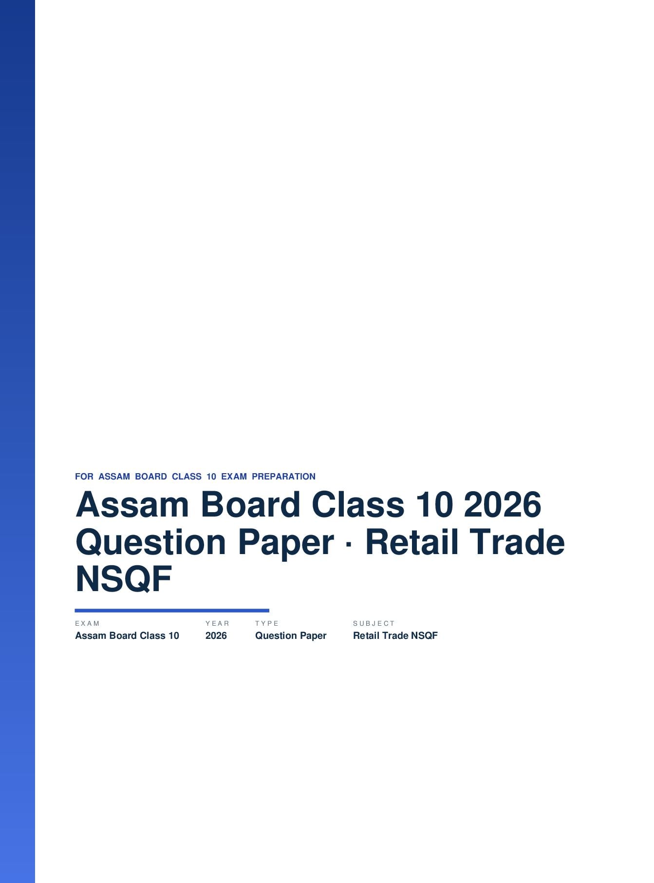 Assam Board Class 10 Question Paper 2026 Retail Trade NSQF - Page 1 of 9