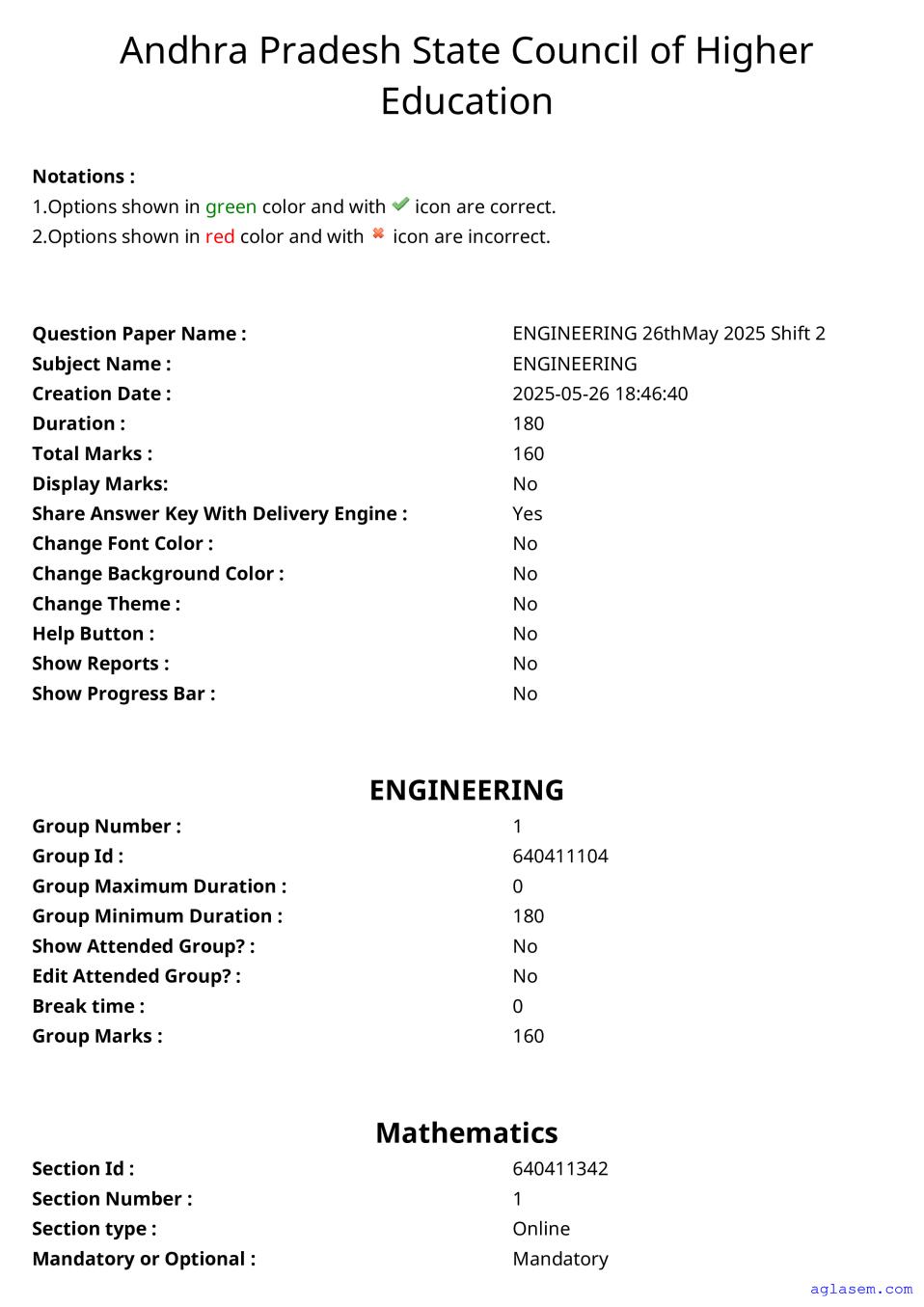 AP EAPCET 2025 Question Paper with Answer Key Engineering 26 May 2025 Shift 2 - Page 1 of 91
