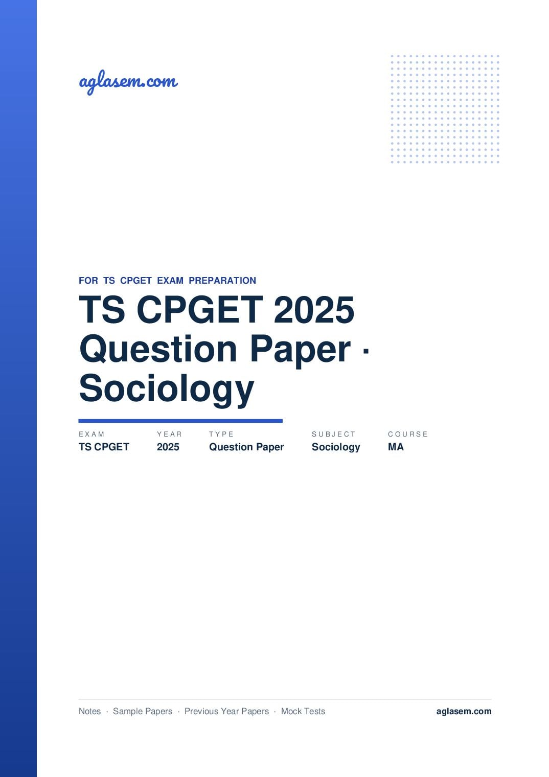 TS CPGET 2025 Question Paper MA Sociology - Page 1 of 57