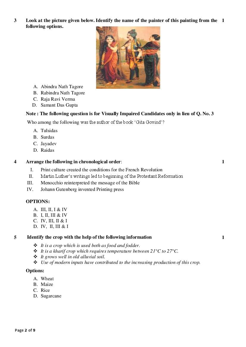 CBSE Class Social Science Sample Paper PDF Class Social Science Sample Papers
