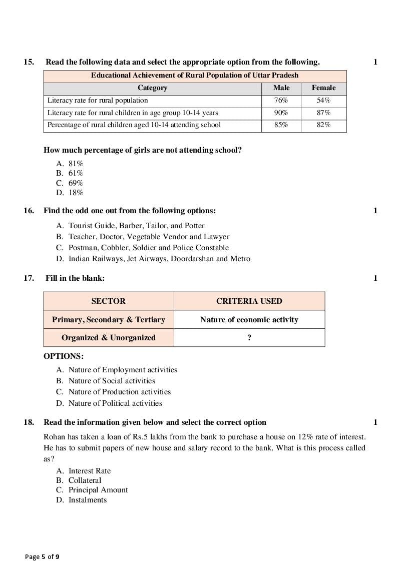 CBSE Class 10 Social Science Sample Paper 2023 (PDF) - Class 10 Social ...