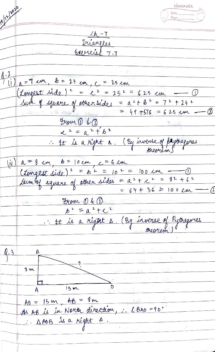 RD Sharma Solutions Class 10 Chapter 7 Triangles Exercise 7.7 - Page 1