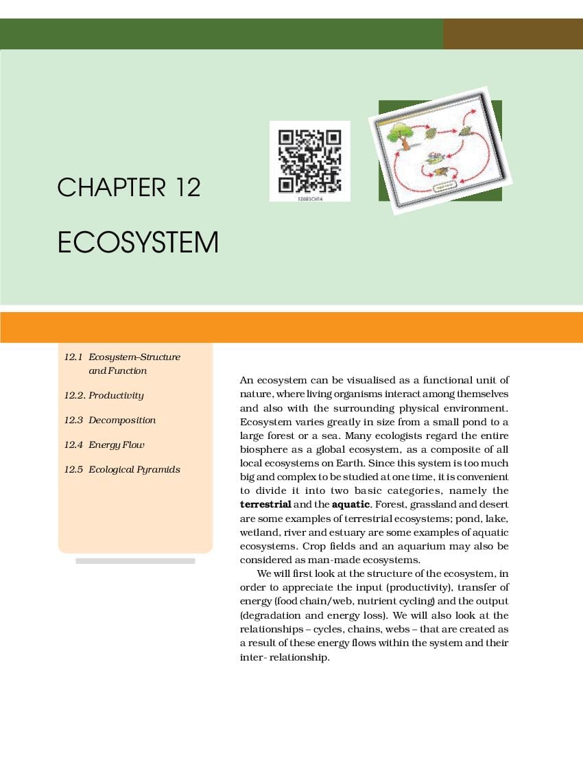 NCERT Book Class 12 Biology Chapter 12 Ecosystem - Page 1