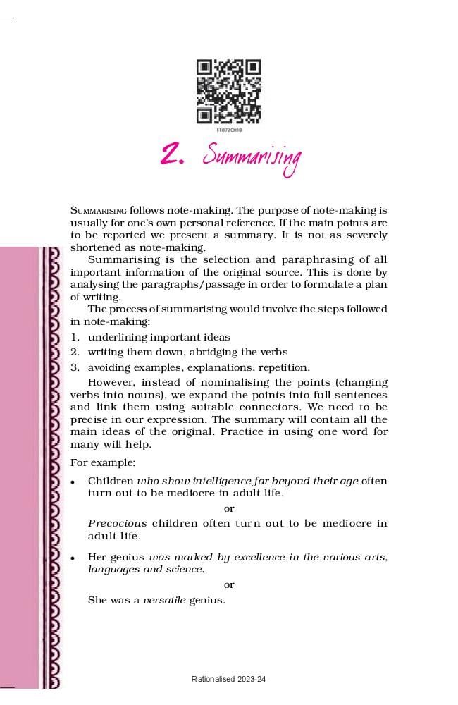 NCERT Book Class 11 English Summrising - Page 1