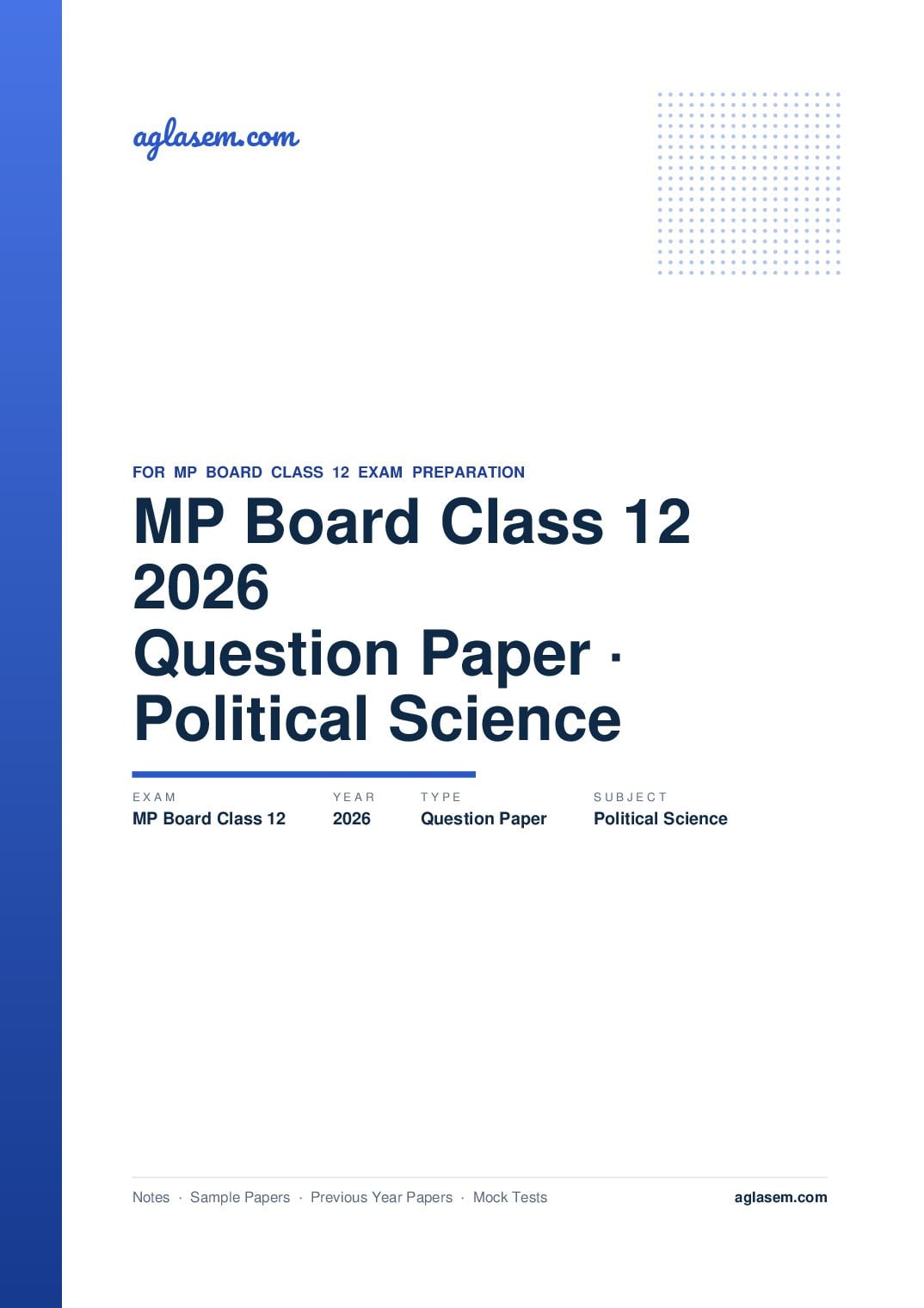 MP Board Class 12 Question Paper 2026 Political Science - Page 1 of 9