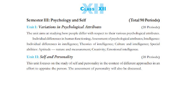 NCERT Class 12 Syllabus for Psychology - Page 1