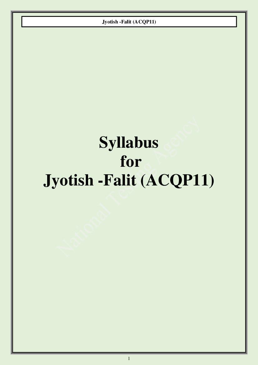 CUET PG 2024 Syllabus Jyotish Falit - Page 1