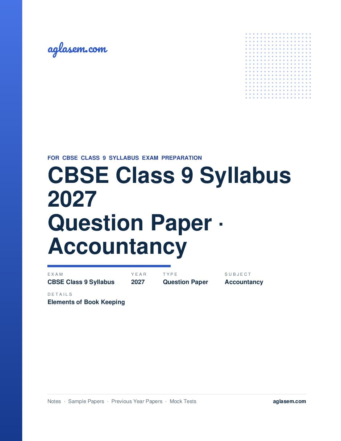 CBSE Class 9 Syllabus 2027 Elements of Book Keeping & Accountancy - Page 1 of 3