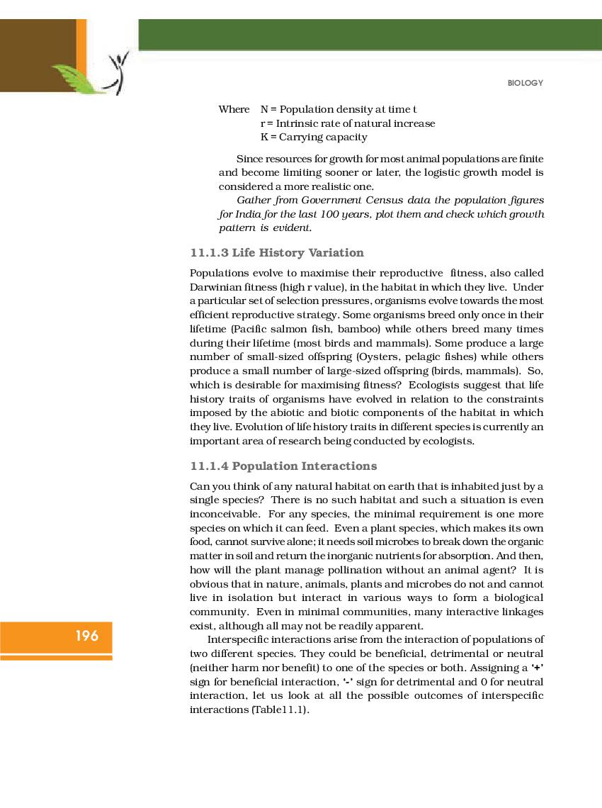 NCERT Book Class 12 Biology Chapter 11 Organisms And Populations PDF 