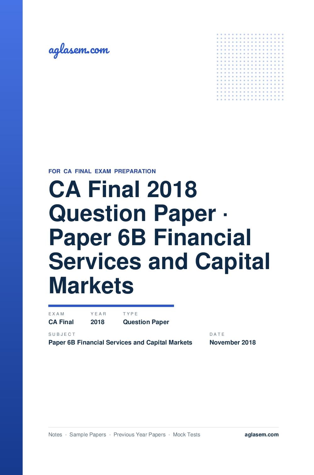 CA Final November 2018 Question Paper Paper 6B Financial Services and Capital Markets - Page 1 of 24